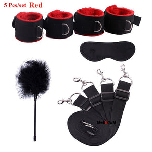 Sex Toys For Woman Men BDSM Bondage Set Under Bed Erotic Restraint Handcuffs & Ankle Cuffs & Eye Mask Adults Games for Couples