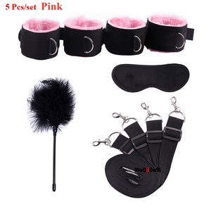 Sex Toys For Woman Men BDSM Bondage Set Under Bed Erotic Restraint Handcuffs & Ankle Cuffs & Eye Mask Adults Games for Couples