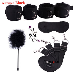 Sex Toys For Woman Men BDSM Bondage Set Under Bed Erotic Restraint Handcuffs & Ankle Cuffs & Eye Mask Adults Games for Couples