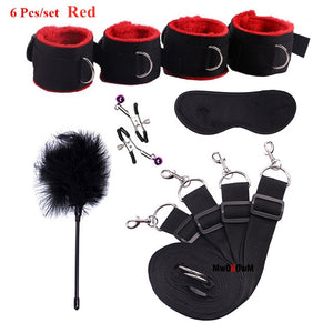 Sex Toys For Woman Men BDSM Bondage Set Under Bed Erotic Restraint Handcuffs & Ankle Cuffs & Eye Mask Adults Games for Couples