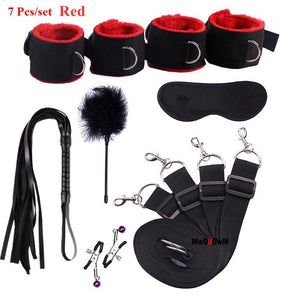 Sex Toys For Woman Men BDSM Bondage Set Under Bed Erotic Restraint Handcuffs & Ankle Cuffs & Eye Mask Adults Games for Couples