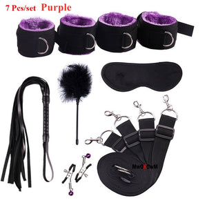 Sex Toys For Woman Men BDSM Bondage Set Under Bed Erotic Restraint Handcuffs & Ankle Cuffs & Eye Mask Adults Games for Couples