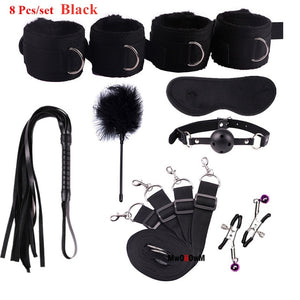 Sex Toys For Woman Men BDSM Bondage Set Under Bed Erotic Restraint Handcuffs & Ankle Cuffs & Eye Mask Adults Games for Couples