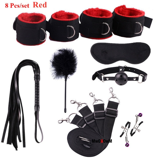 Sex Toys For Woman Men BDSM Bondage Set Under Bed Erotic Restraint Handcuffs & Ankle Cuffs & Eye Mask Adults Games for Couples