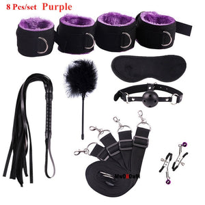 Sex Toys For Woman Men BDSM Bondage Set Under Bed Erotic Restraint Handcuffs & Ankle Cuffs & Eye Mask Adults Games for Couples