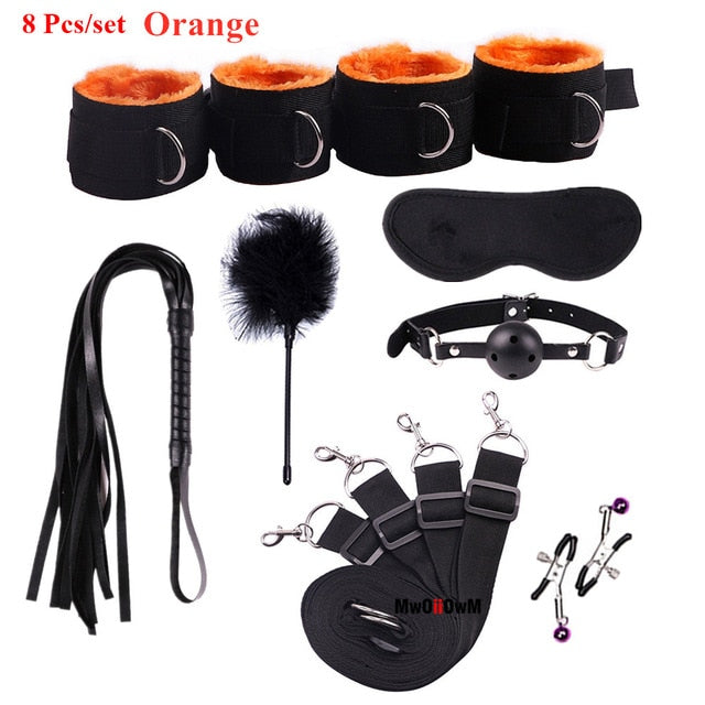 Sex Toys For Woman Men BDSM Bondage Set Under Bed Erotic Restraint Handcuffs & Ankle Cuffs & Eye Mask Adults Games for Couples