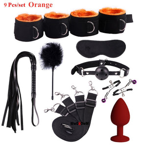 Sex Toys For Woman Men BDSM Bondage Set Under Bed Erotic Restraint Handcuffs & Ankle Cuffs & Eye Mask Adults Games for Couples