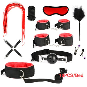 10/13/15/17 PCS Bondage Restraints Kits BDSM Sex Handcuffs Whip Anal Plug Bullet Vibrator Erotic Sex Toy For Couples Adult Games