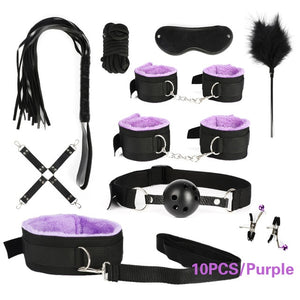 10/13/15/17 PCS Bondage Restraints Kits BDSM Sex Handcuffs Whip Anal Plug Bullet Vibrator Erotic Sex Toy For Couples Adult Games