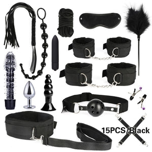 10/13/15/17 PCS Bondage Restraints Kits BDSM Sex Handcuffs Whip Anal Plug Bullet Vibrator Erotic Sex Toy For Couples Adult Games