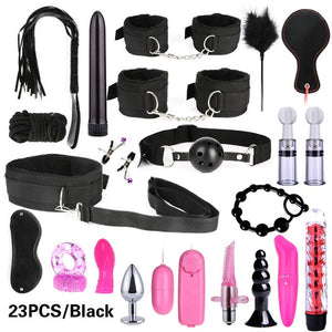 10/13/15/17 PCS Bondage Restraints Kits BDSM Sex Handcuffs Whip Anal Plug Bullet Vibrator Erotic Sex Toy For Couples Adult Games