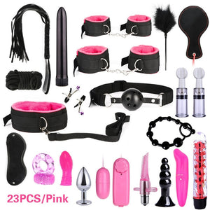 10/13/15/17 PCS Bondage Restraints Kits BDSM Sex Handcuffs Whip Anal Plug Bullet Vibrator Erotic Sex Toy For Couples Adult Games