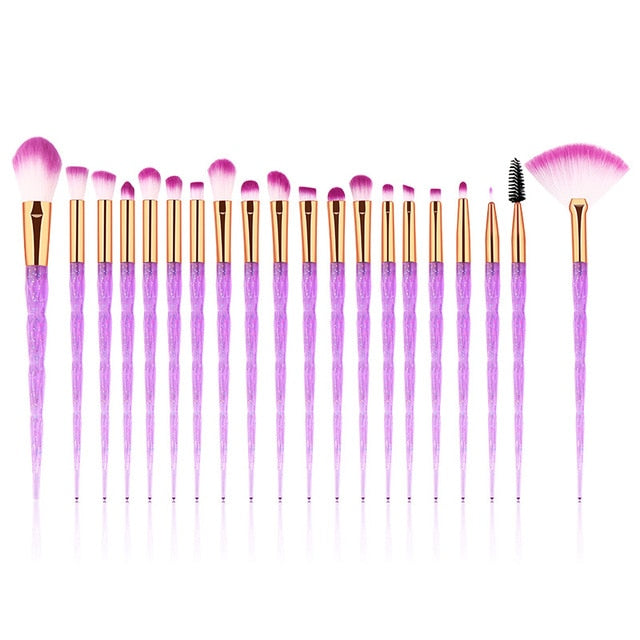 20pcs Diamond Makeup Brush Set Eye Brush Beauty Tools Fan Powder Eyeshadow Contour Beauty Cosmetic Colorful For Make Up Tool