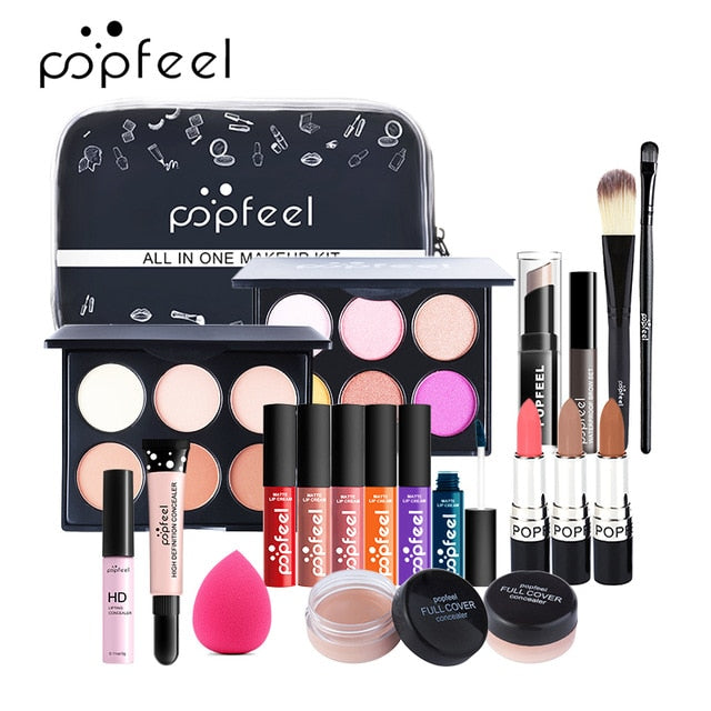 15 20 24PCS/Set Make Up Sets Cosmetics Kit Eyeshadow Lipstick Eyebrow Pencil Lip Gloss Makeup Brush Powder Puff with Makeup Bag