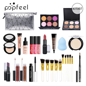 15 20 24PCS/Set Make Up Sets Cosmetics Kit Eyeshadow Lipstick Eyebrow Pencil Lip Gloss Makeup Brush Powder Puff with Makeup Bag