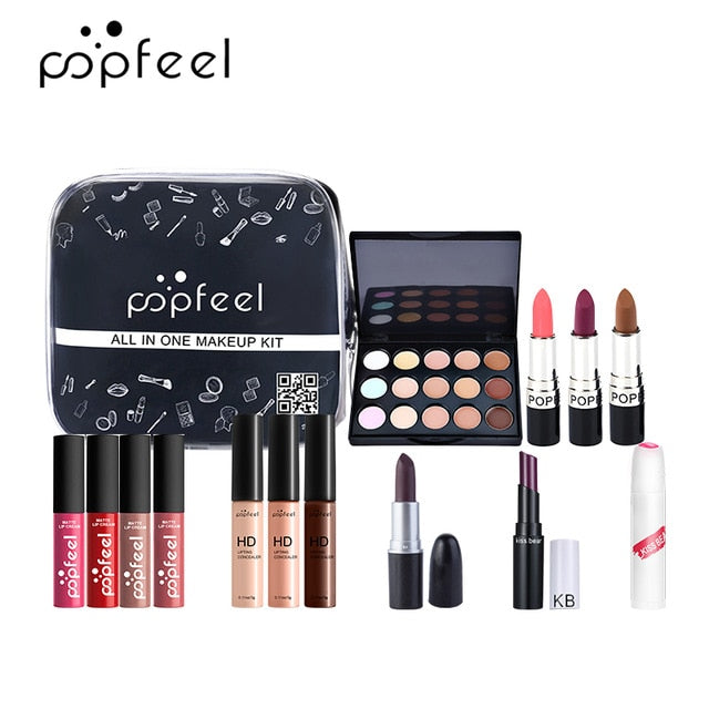 15 20 24PCS/Set Make Up Sets Cosmetics Kit Eyeshadow Lipstick Eyebrow Pencil Lip Gloss Makeup Brush Powder Puff with Makeup Bag