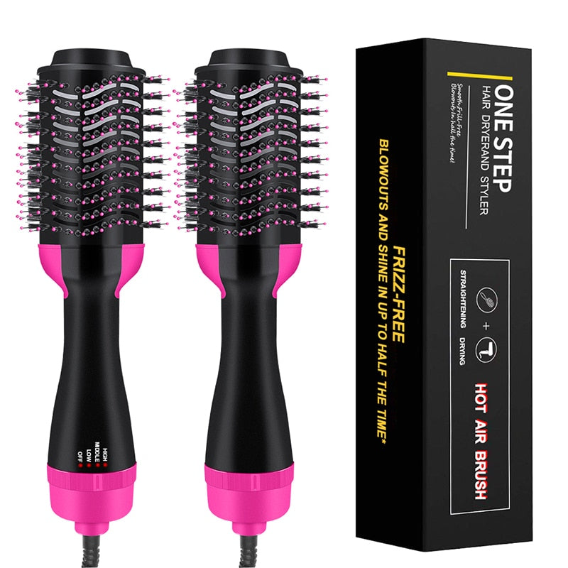 One Step Hair Dryer & Volumizer Salon Hot Air Paddle Styling Brush Negative Ion Generator Hair Straightener Curler