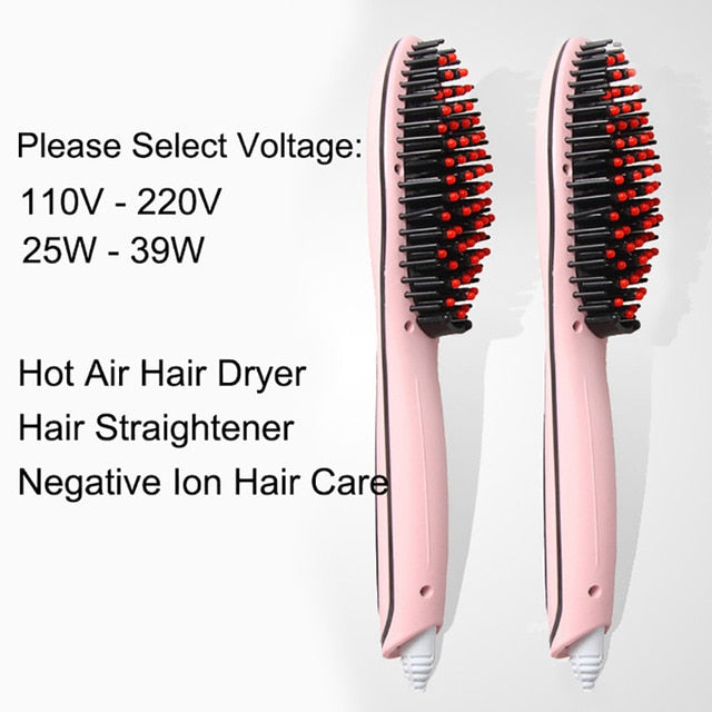 One Step Hair Dryer & Volumizer Salon Hot Air Paddle Styling Brush Negative Ion Generator Hair Straightener Curler