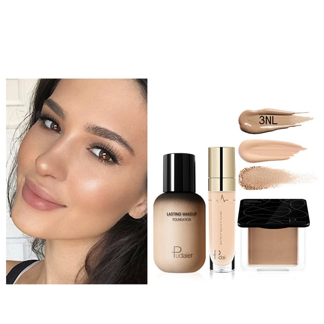 Pudaier Face Foundation Makeup Set Liquid Foundation Cream Matte Foundation Base Face ALL Concealer Cosmetic Professional base