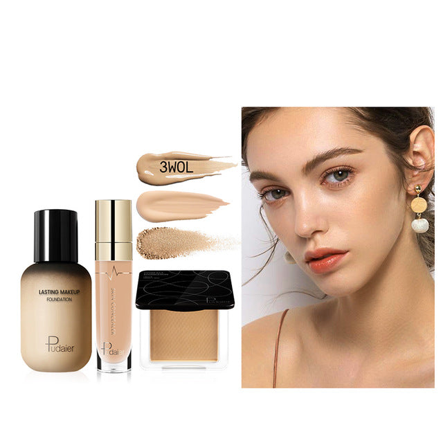 Pudaier Face Foundation Makeup Set Liquid Foundation Cream Matte Foundation Base Face ALL Concealer Cosmetic Professional base