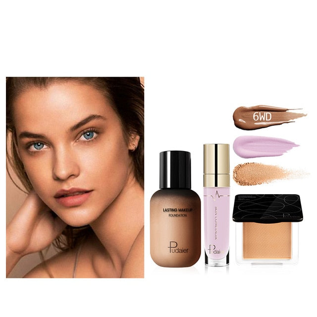 Pudaier Face Foundation Makeup Set Liquid Foundation Cream Matte Foundation Base Face ALL Concealer Cosmetic Professional base