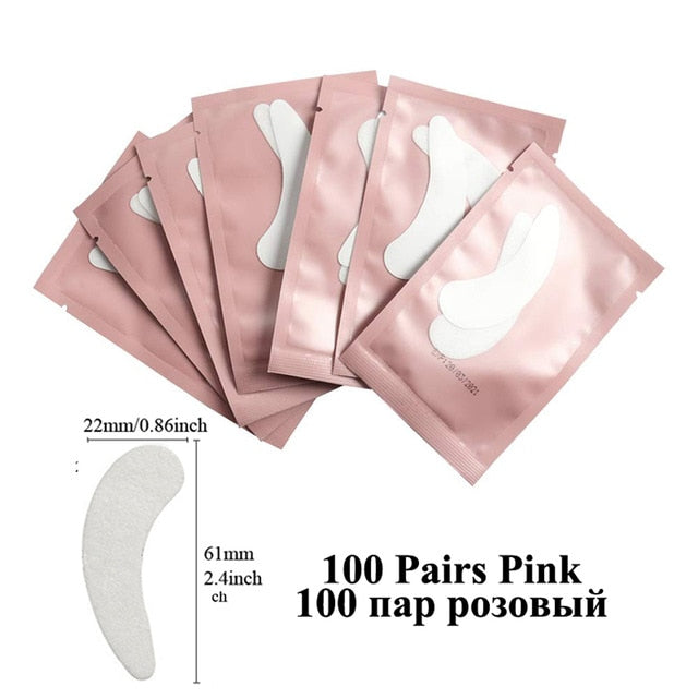 100pairs Eyelash Extension Paper Patches Grafted Eye Stickers 7 Color Eyelash Under Eye Pads Eye Paper Patches Tips Sticker